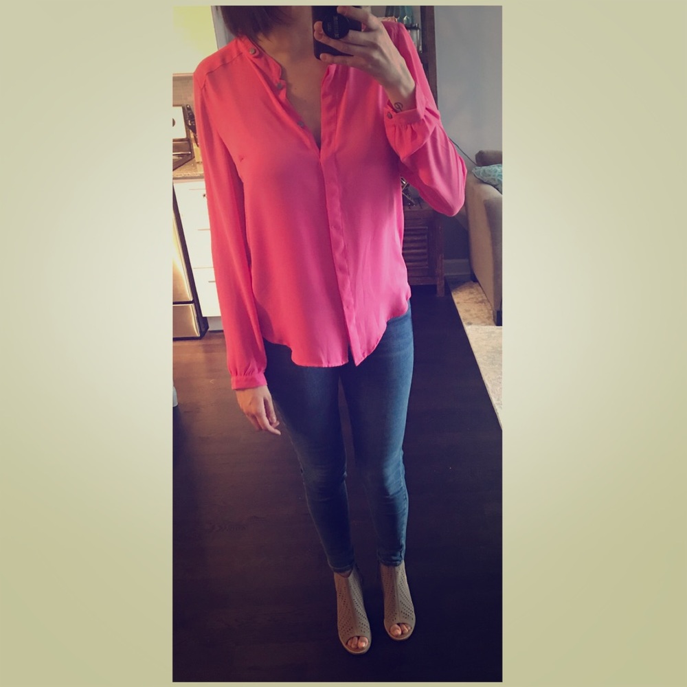 Never Worn Pink Button Down Blouse